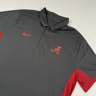 Nike Alabama Crimson Tide Polo Hombres XL Gris Dri-Fit Bama Camisa Rendimiento Activo Foto 1 de 4