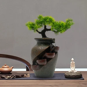 Mini Tabletop Fountain Waterfall fit Indoor Relaxation Water Feature Fountain - Picture 1 of 19