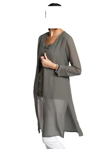 Elegante lange Alba Moda Bluse offener Form taupe Mantel Gr. 44 0520836963 - Picture 1 of 5