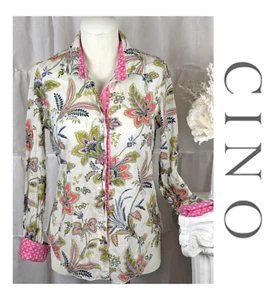 Camisa Cino By Sundance 100 % algodón floral con botones manga enrollable talla M - Imagen 1 de 8