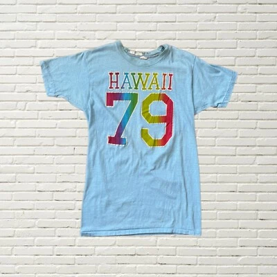 Vintage 70s Hawaii T Shirt Blue Single Stitch Rainbow Graphic Xs/s - Image 1 of 4
