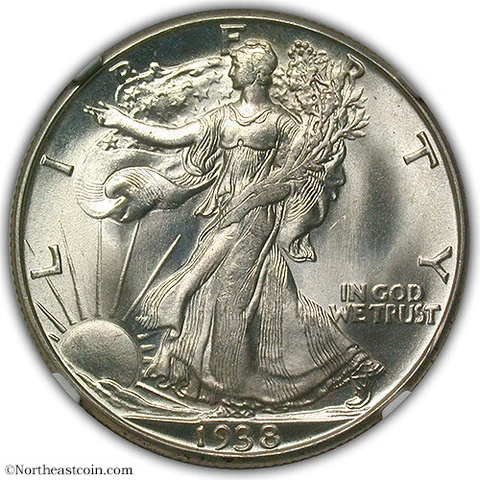 1938-D Walking Liberty Half Dollar NGC MS67 Cover