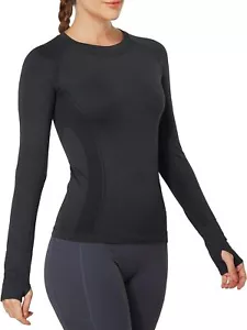 MathCat Workout Shirts for Women Long Sleeve, Tops Small, Black - Picture 1 of 6
