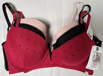 НОВЫЙ С ЯРЛЫКАМИ JESSICA SIMPSON 1 ЧЕРНЫЙ 1 КРАСНЫЙ 1 РОЗОВЫЙ ПУШ-АП БЮСТГАЛЬТЕР JS56350 РАЗМЕР 36C $72 - Изображение 1 из 2