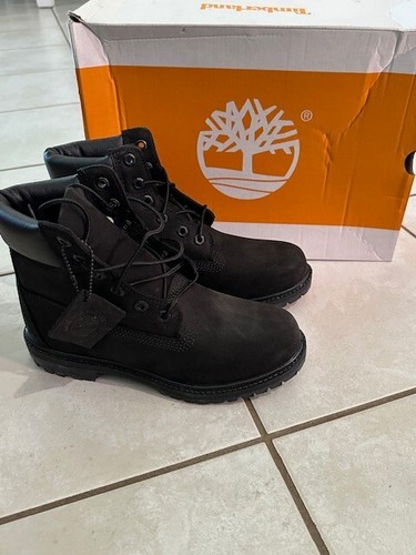 Stivali Timberland da donna premium 6" in pelle nabuk nera taglia 7 5 08658A impermeabili