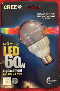CREE Soft White LED 60w Dimmable Light Bulb Safety Coated Glass-New Sealed - Picture 1 of 2