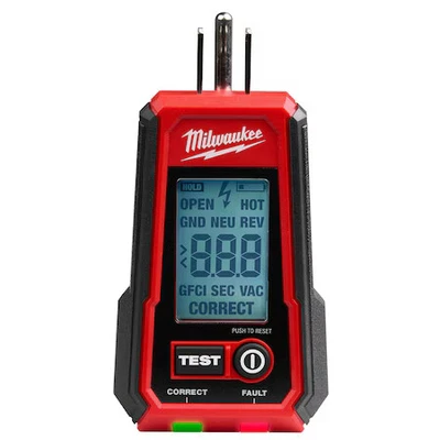 Probador de receptáculos Milwaukee Tool 2224-20, LCD, digital Foto 1 de 4