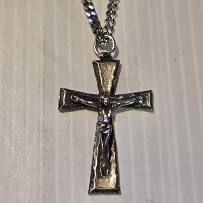 JESÚS EN CRUZ Estaño Colgante Dije /18"-24" COLLAR CADENA ACERA INOXIDABLE Foto 1 de 4