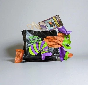 Vintage seltene HALLOWEEN Trick or Treat Tasche gruselig trägt aufblasbare HEXE NOS - Bild 1 von 9