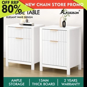 ALFORDSON 2x Bedside Table Nightstand Side Storage 2 Drawers Cabinet White - Picture 1 of 11