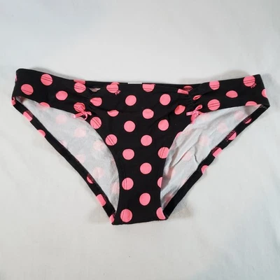 Victoria's Secret PINK Low Rise Cheeky Bikini Medium Black Pink Polka Dots - Image 1 of 4