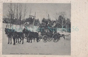 Saranac Lake NY - OLD STAGE COACH AT S.S. CLUB - Postcard Adirondacks - Picture 1 of 2