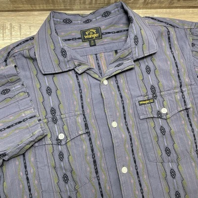 Billabong Wrangler Shirt Mens M Gray Aztec Western Organic Cotton Camp Collar - Image 1 of 4