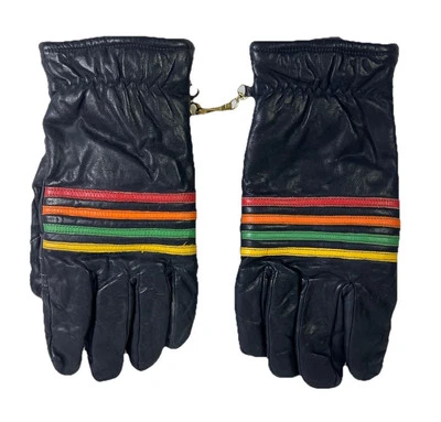 Guantes de esquí de invierno de cuero arco iris Grandoe de colección negros para hombre talla XL Foto 1 de 4