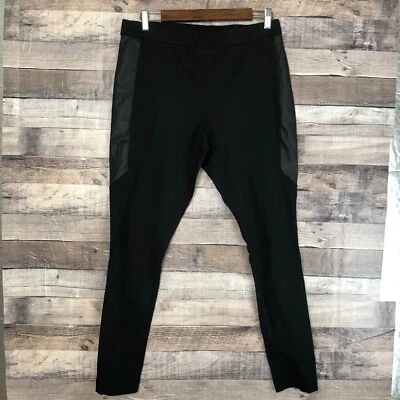 Pantalones elásticos de punto Chaps Demin tiro alto talla mediana leggings ajustados laterales de cuero Foto 1 de 4