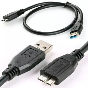 USB 3.0 Male A to Micro B Hard Drive Flexible Cable For Seagate WD PC 1-3M Black - Picture 1 of 7