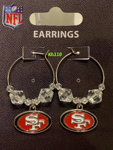 NFL San Francisco 49ers Clear Bead Hoop Dangle Earrings Cover