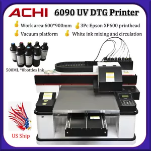 ACHI 6090 stampante UV 3 PZ XP600 testina di stampa 3D goffratura stampa cilindrica rotativa - Foto 1 di 17