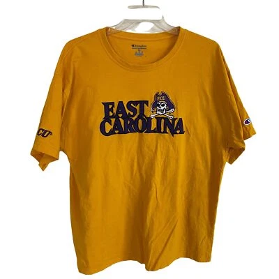 Champion T-shirt  East Carolina ECU 2XL Yellow Embroidered Cotton - Image 1 of 4