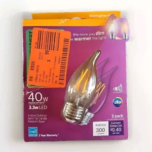 NEW Philips 3-pk 40W BA11 LED Bent Tip Filament Bulb E26 Base 2700K Dim (ob) - Picture 1 of 1