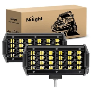 Nilight 18027C-A 2PCS 6.5Inch Bar 2 Pack 7 Inch 72w 7200lm Quad Row LED Off-R... - Picture 1 of 5