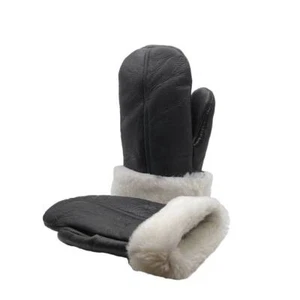 REAL GENUINE SHEEPSKIN SHEARLING LEATHER MITTENS Unisex Fur Winter Gloves S-3XL - Picture 1 of 8