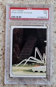 RARE POP 1 ITALY 1977 PANINI STAR WARS STICKERS DROIDS BEFORE SANDWALKER PSA 7  - Picture 1 of 3