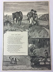 1886 Gedicht mit Gravur ~ DAMALS UND HEUTE, zusammen alt werdend, englische Landeszene - Bild 1 von 1