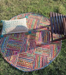 Rug Round Natural Jute & Cotton Reversible Carpet Modern Living Area Rag Rugs - Picture 1 of 7