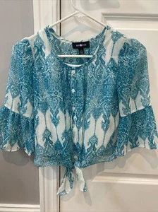 Amy Byer Girls Size 10-12 Blue Blouse - Picture 1 of 2