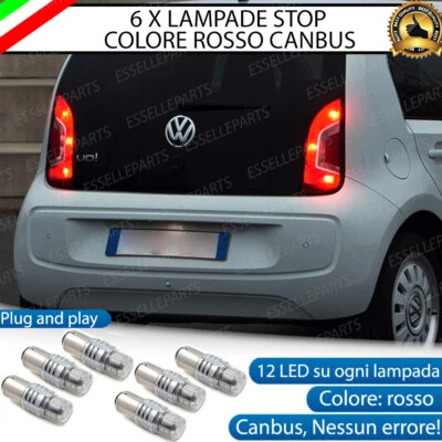 6 X LAMPADE LED STOP CANBUS POSTERIORI VOLKSWAGEN VW UP COLORE ROSSO CANBUS - Immagine 1 di 4
