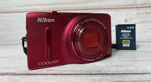 N MINT Nikon COOLPIX S9500 Digital Camera red 18.1MP Compact 22x zoom 0432 - Picture 1 of 8