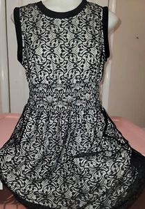 CATO womens black lace over cream sleeveless cocktail dress size s - Picture 1 of 8