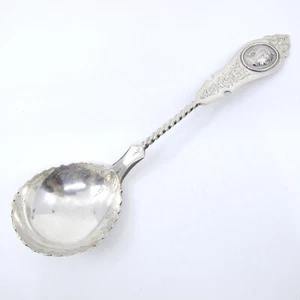 JANDORF & MAYER Coin Silver Medallion Berry Spoon Twist Handle 76.5g 900 - Picture 1 of 7