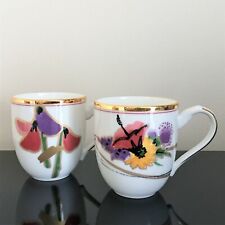 Noritake Cups THE GINZA Brilliant Four Seasons Flowers Set of 2 New