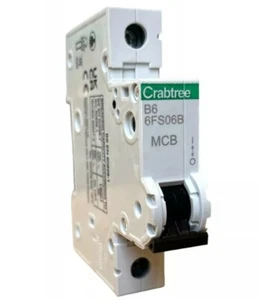 Crabtree Loadstar MCB 6 Amp Interruptor de Polo Único Tipo B 6A 6FS06B Nuevo - Imagen 1 de 3