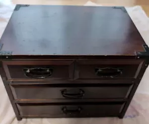 Japanese Vintage Wooden Box Kohikidashi Tansu Chest of Drawers 11.4×7.9×9.1in FS - Picture 1 of 9