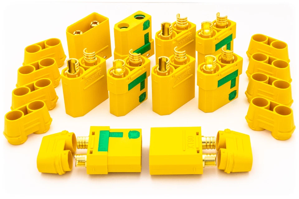XT90S Anti Blitz Stecker + Buchse, 1-5 Paar LiPo Hochstrom Goldstecker, 4,5mm - Bild 1 von 4