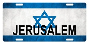 Israel Flag Car License Plate Jew Star Sign Emblem Jerusalem - Picture 1 of 1