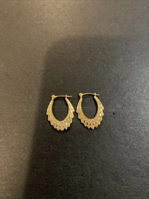 Vintage JCM 14k Yellow Gold Textured Hoop Earrings - Image 1 of 4