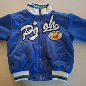 Disney Winnie The Pooh Baby Toddler Puffer Bomber Jacket 12m Tigger Baseball Y2k - Picture 1 of 9