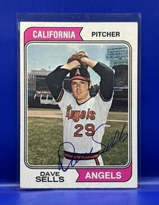 DAVID SELLS SIGNED TOPPS BASEBALL CARD 1974 #37 AUTO CALIFORNIA LA ANGELS - Picture 1 of 2
