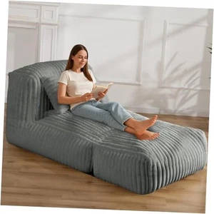 Giant Bean Bag Lounger Sofa with Pillow, Large Beanbag Chair for Adults, Grey - Picture 1 of 8