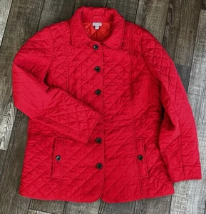 J Jill rote gesteppte Scheunenjacke Damen M Chore leicht Academia Preppy Herbst - Bild 1 von 5