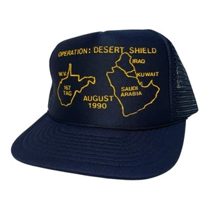 Vintage West Virginia 167 TAG Operation Desert Shield Trucker Hat 1990 New WV - Picture 1 of 7