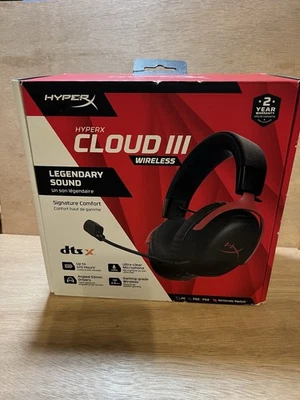HyperX CLOUD III WIRELESS Gaming Headset Black/Red PC, PS5, PS4 (NIB) Box ship! - Image 1 of 4