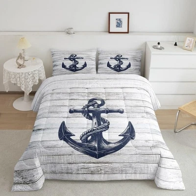 Anchor Decor Comforter Set for Kids Nautical Themed Comforter Full Size Ocean... - Image 1 of 4