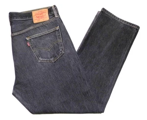 LEVI'S - Men's Vintage 501 Jeans 36"W X 30"L Black Grey Shrink to Fit Work Biker - Picture 1 of 7