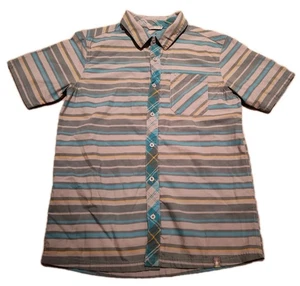 Smartwool Shirt Mens M Gray Summit Striped Button Up Merino Wool Organic Cotton - Picture 1 of 13