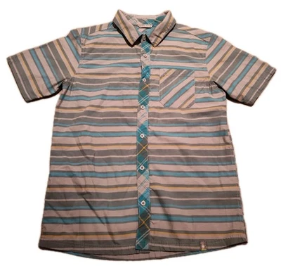Smartwool Shirt Mens M Gray Summit Striped Button Up Merino Wool Organic Cotton - Image 1 of 4